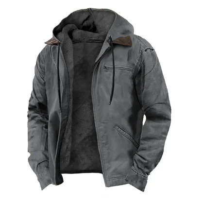 Men's Stylish Fleece-Lined Hooded Jacket