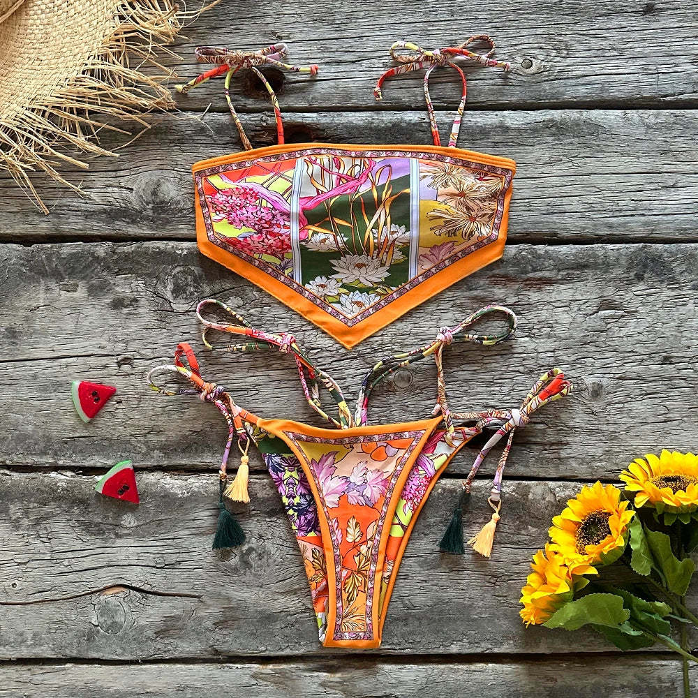 Printed Halter 2-Piece Bikini Set