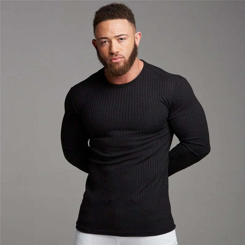 Muscle Fit Ribbed T-Shirt