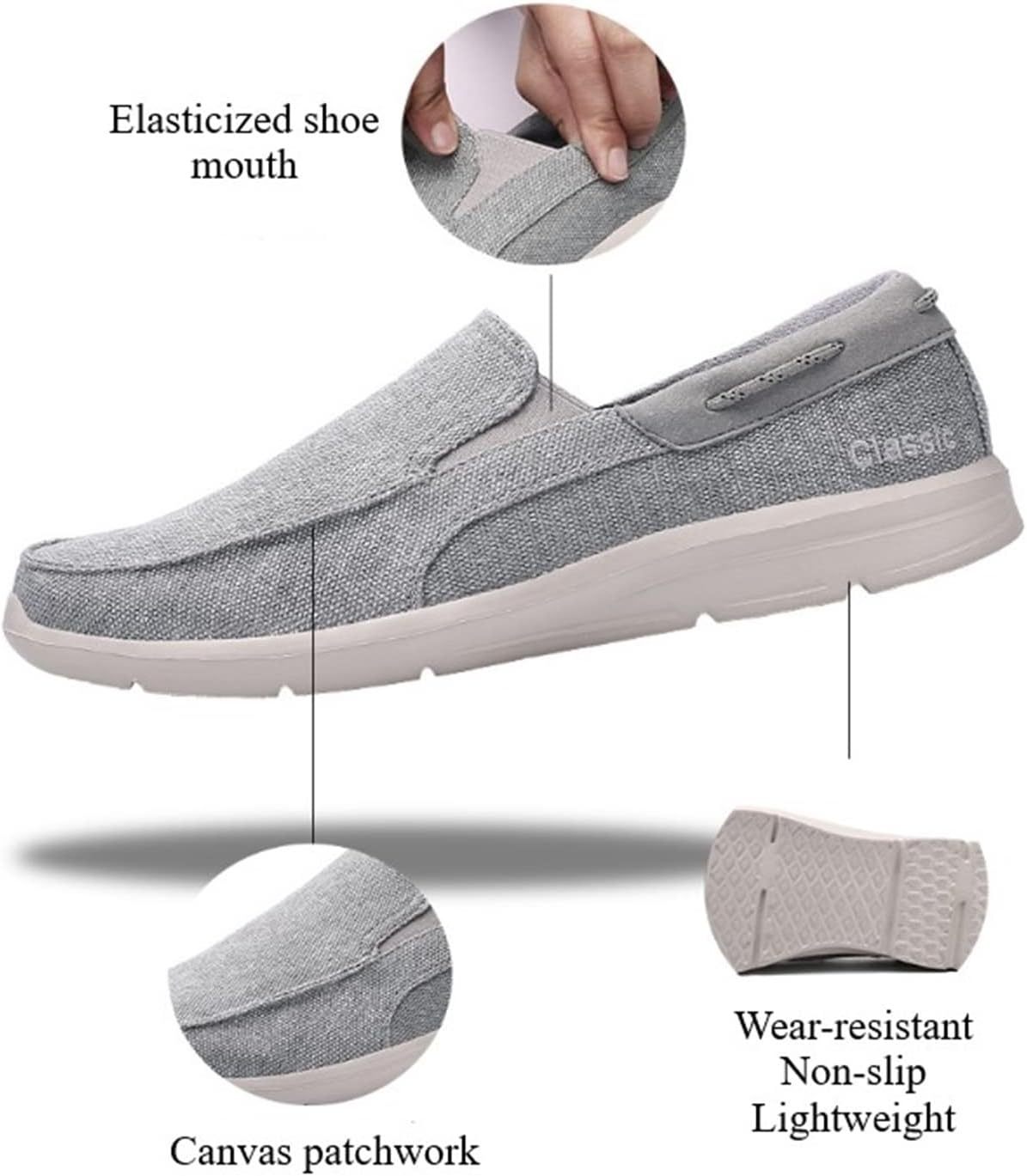 Men Orthopedic Loafers Breathable Canvas Shoes Lightweight Causal Comfortable Walking Shoes
