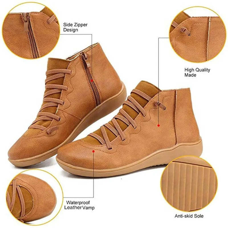 Women's Leather Waterproof Orthopedic Vintage Boots