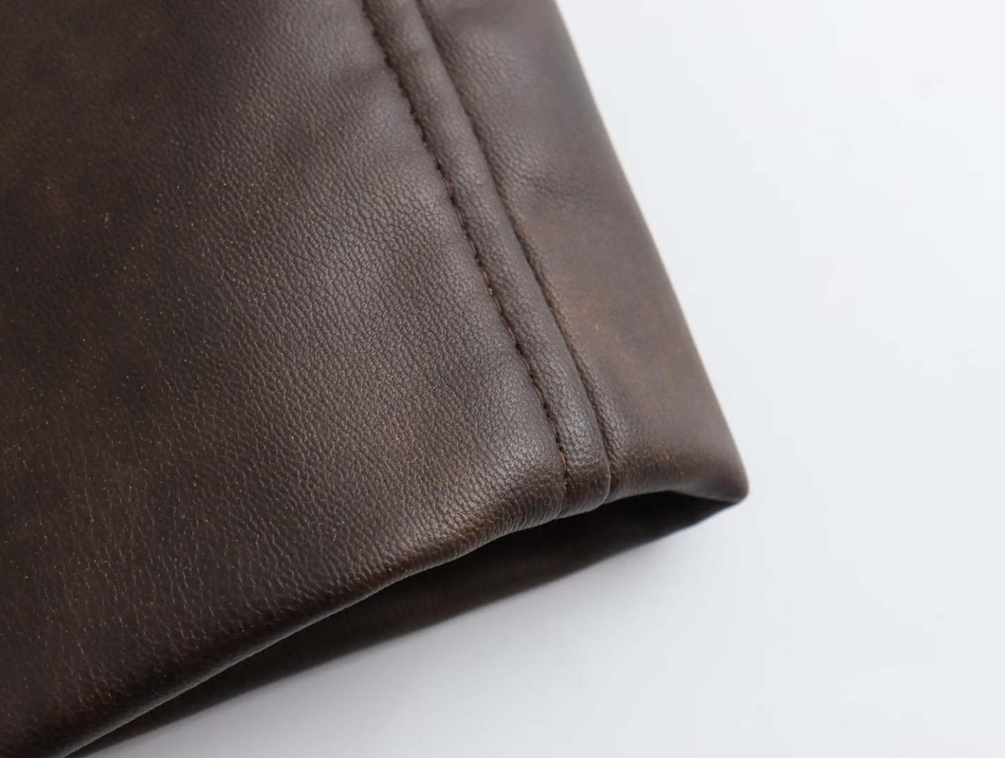 Women's Long Brown Leather Coat