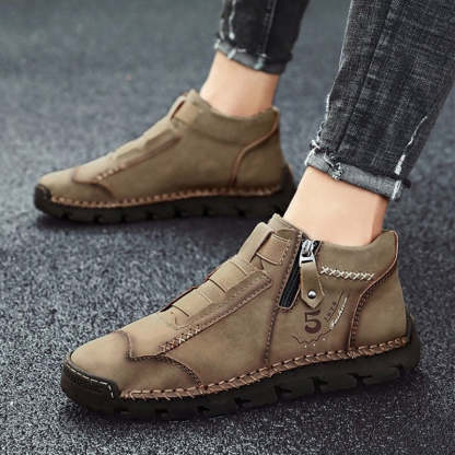 Leather Ankle Boots For Men Comfy Walking Orthopedic Shoes