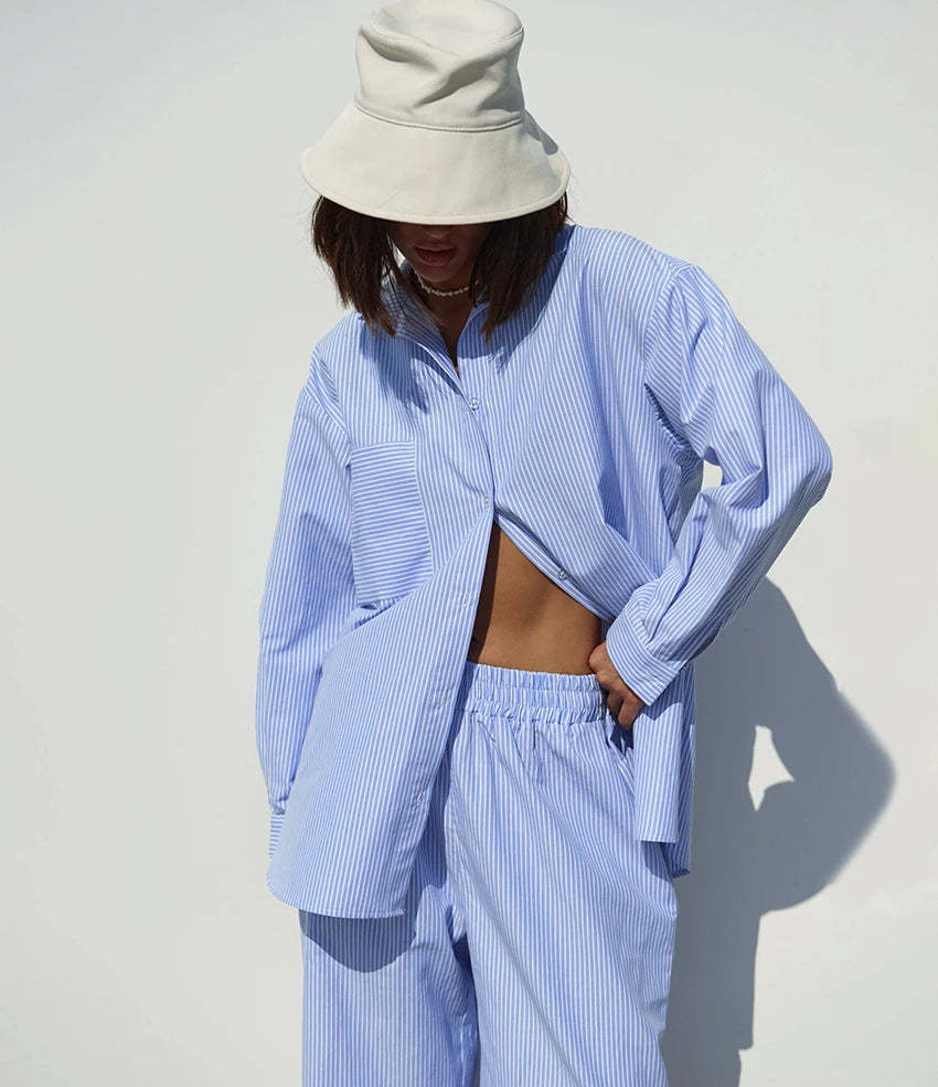Striped Cotton Co-ord Set with Relaxed Shirt