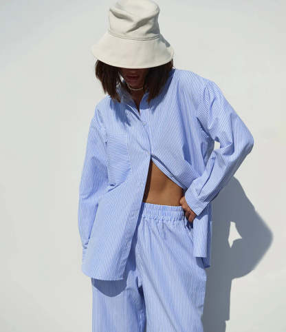 Striped Cotton Co-ord Set with Relaxed Shirt