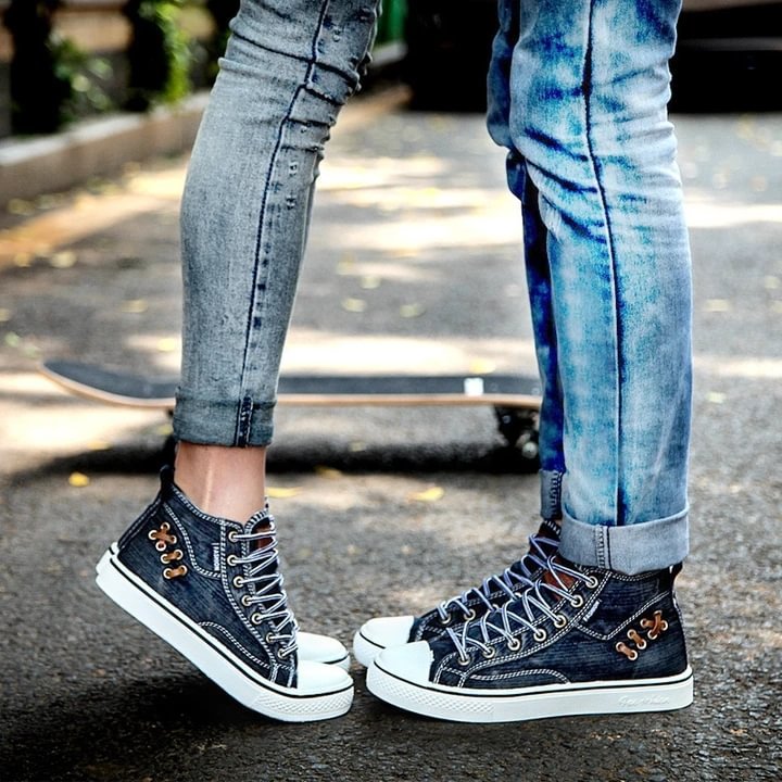 Women's High Top Canvas platform Sneaker Denim Shoes