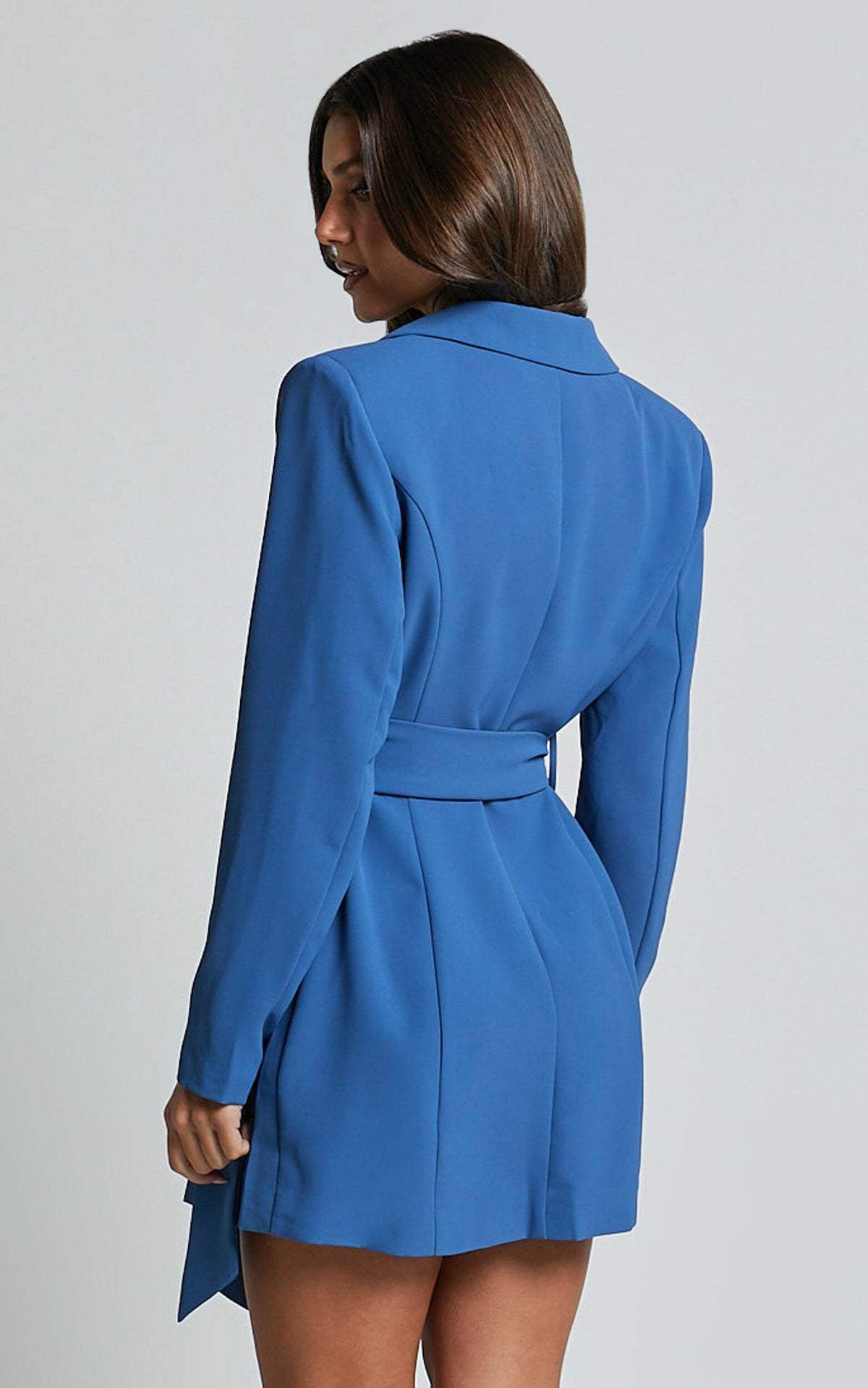 Blue Belted Blazer Dress