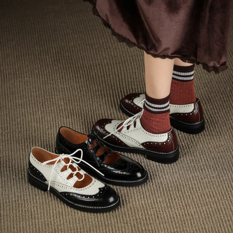 Leather Oxford Shoes For Women Leather Oxfords Women Lace image 1