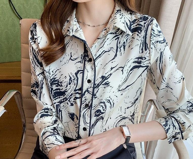 Elegant Abstract Print Shirt