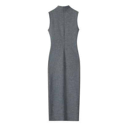 Elegant Charcoal Sleeve Sheath Dress