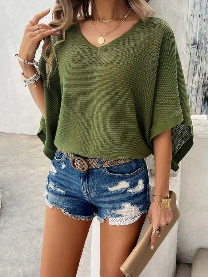 Draped V-Neck Blouse