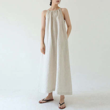 Linen Halterneck Maxi Dress