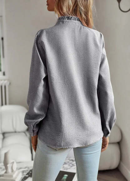 Ruffled Front Button-Up Blouse