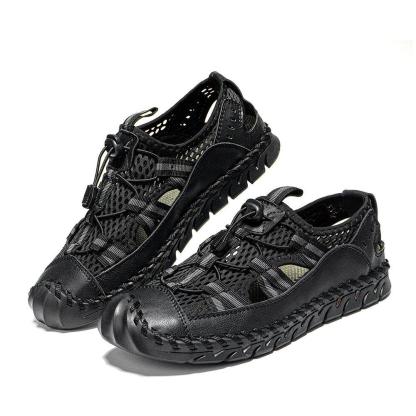 Men's Closed Toe Mesh Splicing Water Shoes Outdoor Microfiber Leather Sandals