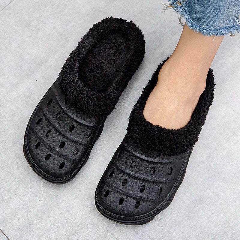 Fluffy Plush Slippers Plus Size EVA Men Clogs