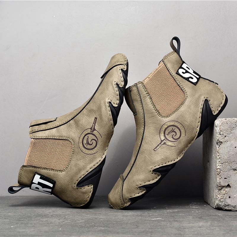 Men's Leather Breathable Hand Seams Soft Octopussy Sole Slip On Trendy casual shoes