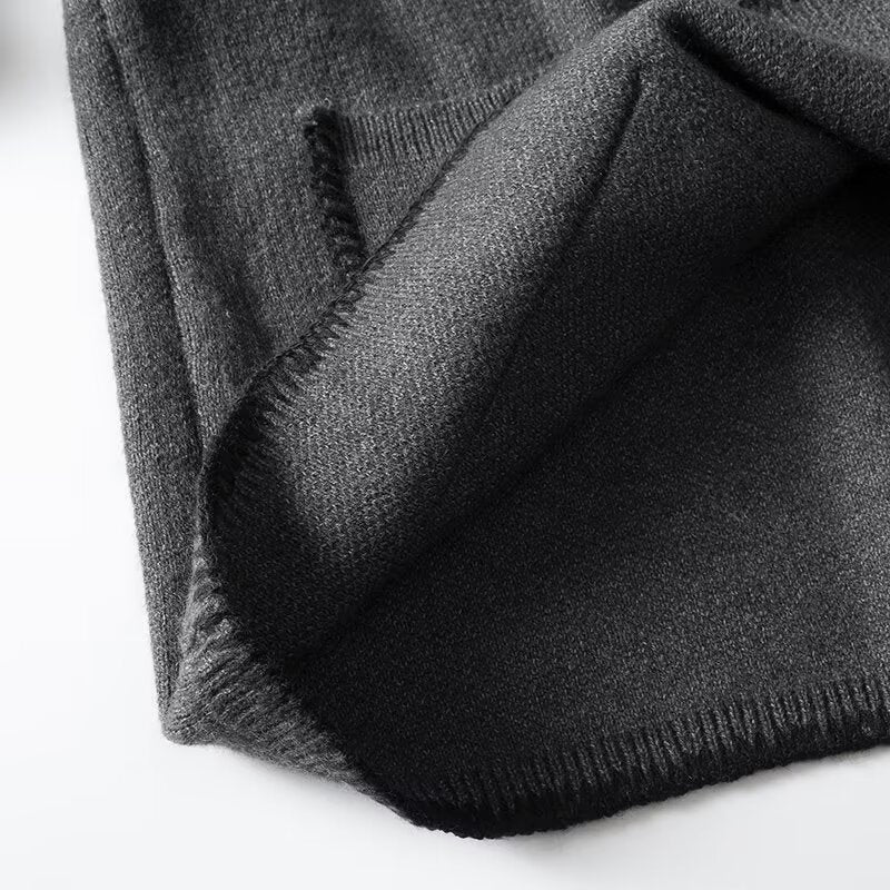 Charcoal Chic Wool-Blend V-Neck Pullover