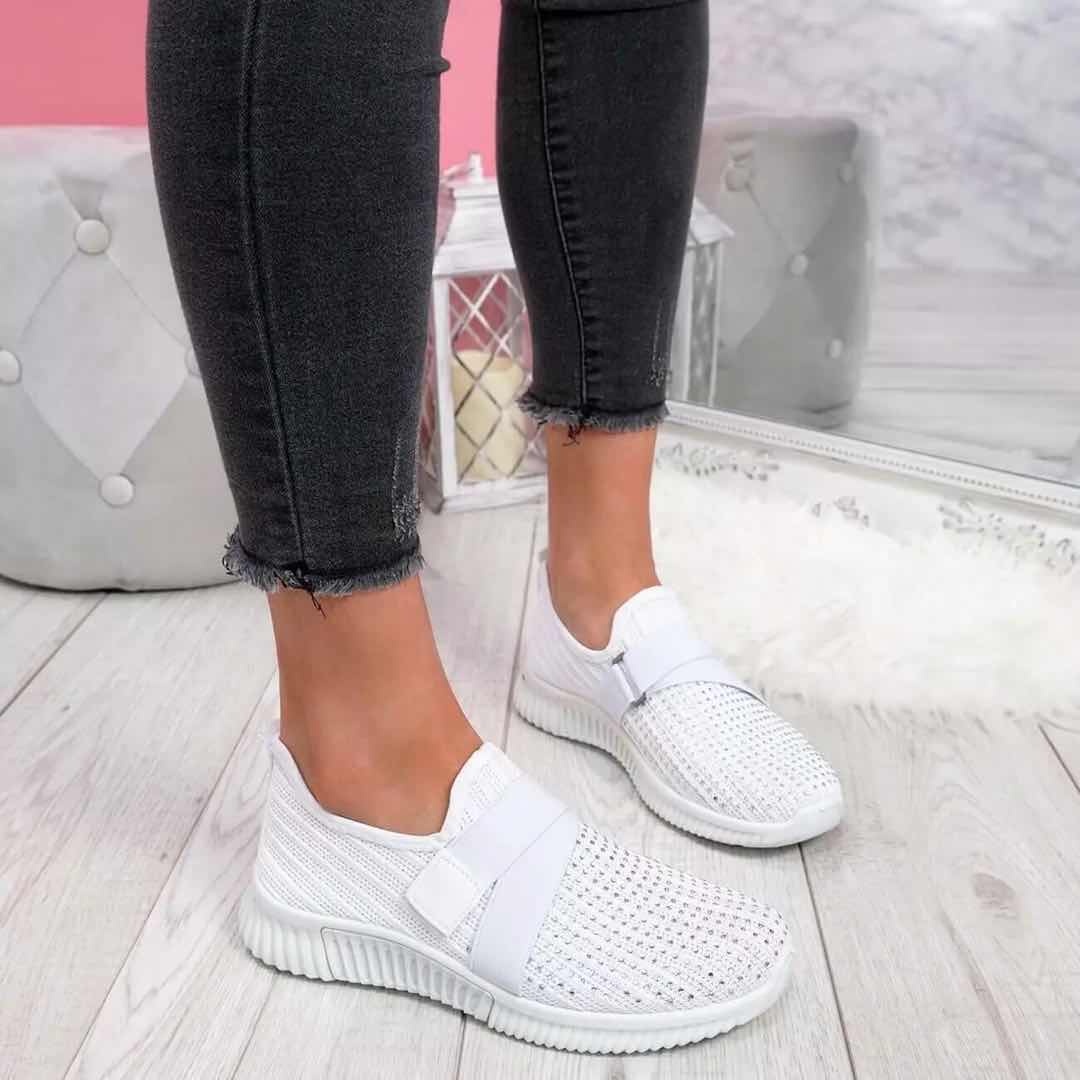 Women's Orthopedic Walking Sneakers - Slip-on Casual Shoes With Orthopedic Sole