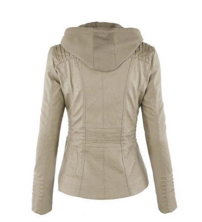 Vegan Leather Jacket With Detachable Hood