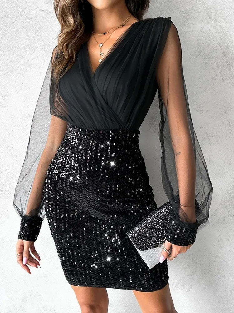 Sheer Sleeve dycon Dress