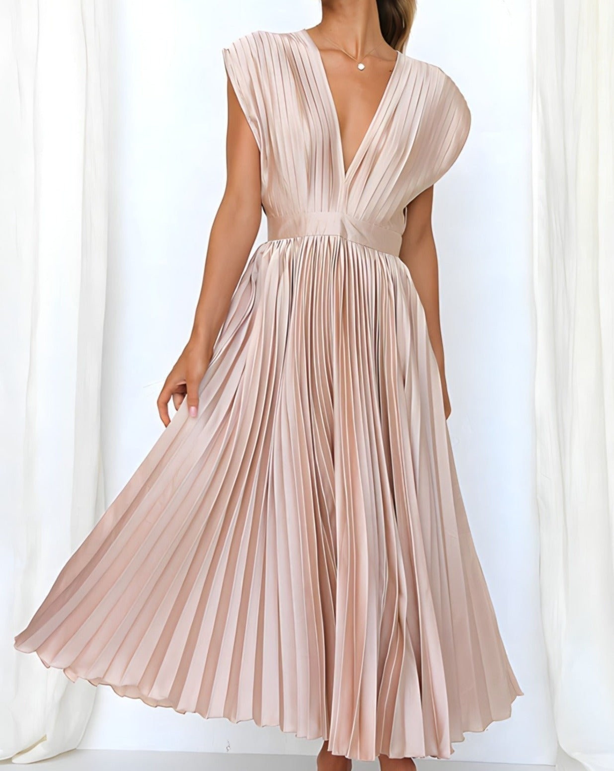Flowy V-Neck Midi Dress