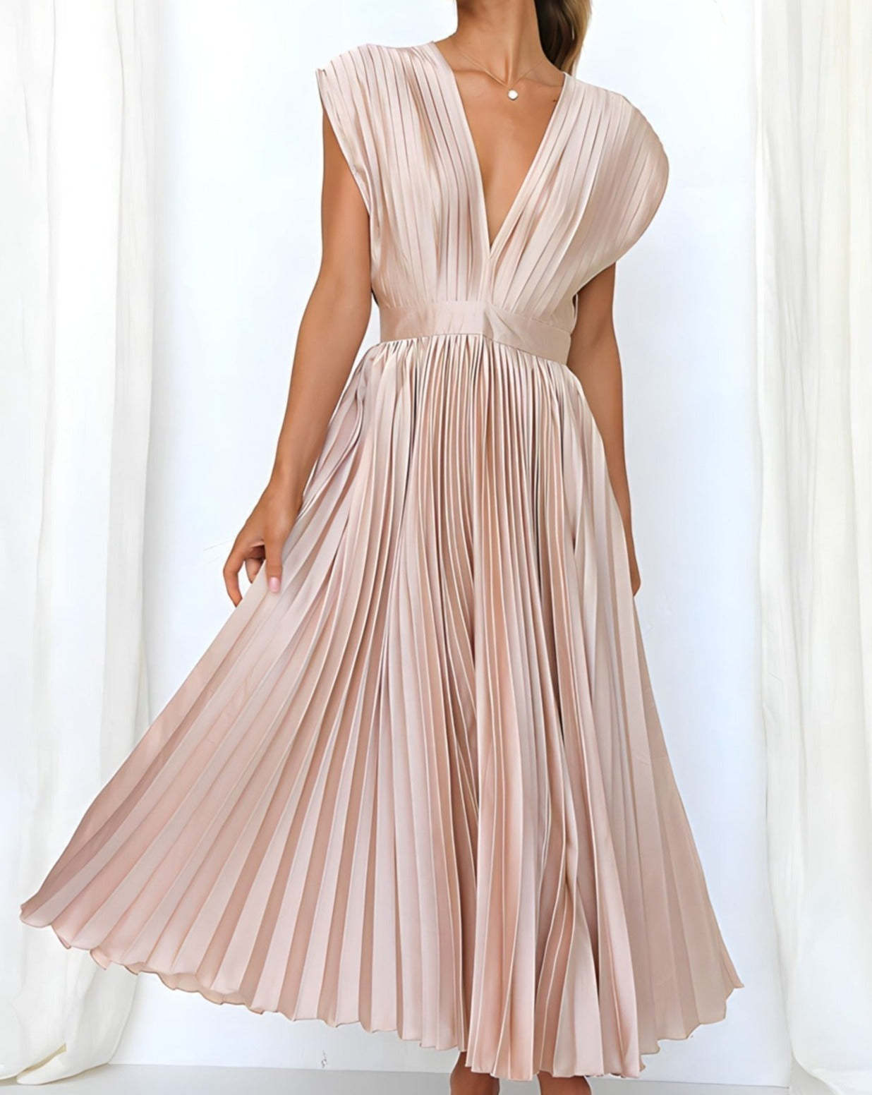 Flowy V-Neck Midi Dress