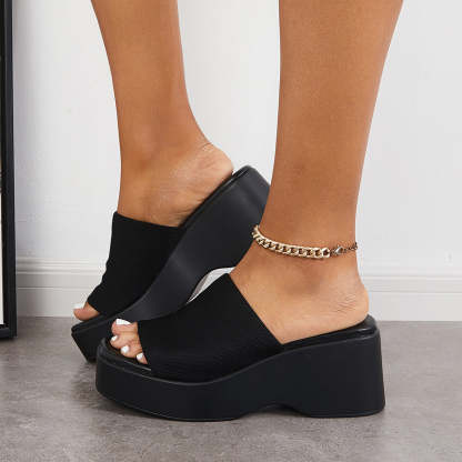Women Slip on Platform Wedge Slippers Open Toe Slide Sandals