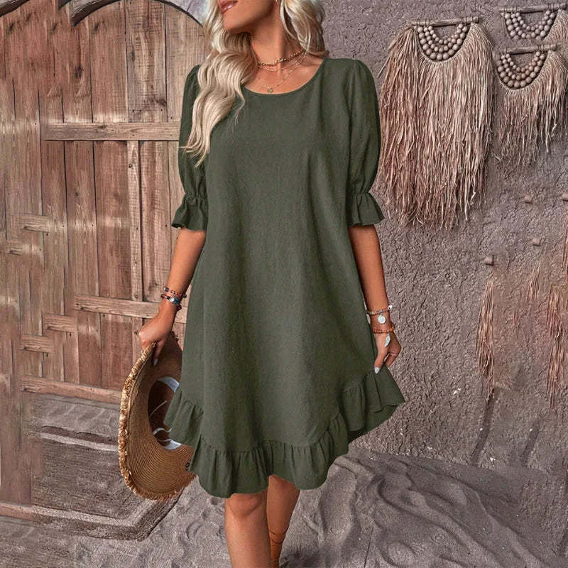Ruffled Sleeve Summer Dress