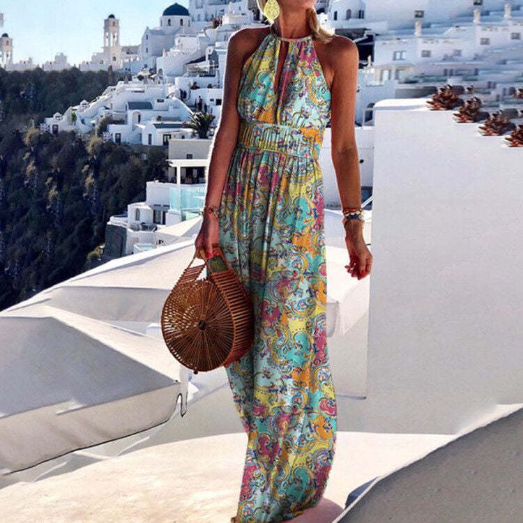 Ho Maxi Dress With Halter Neck