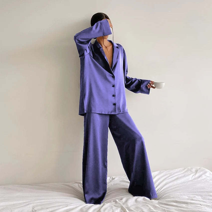 Silky Elegance OverSized Pajama Set