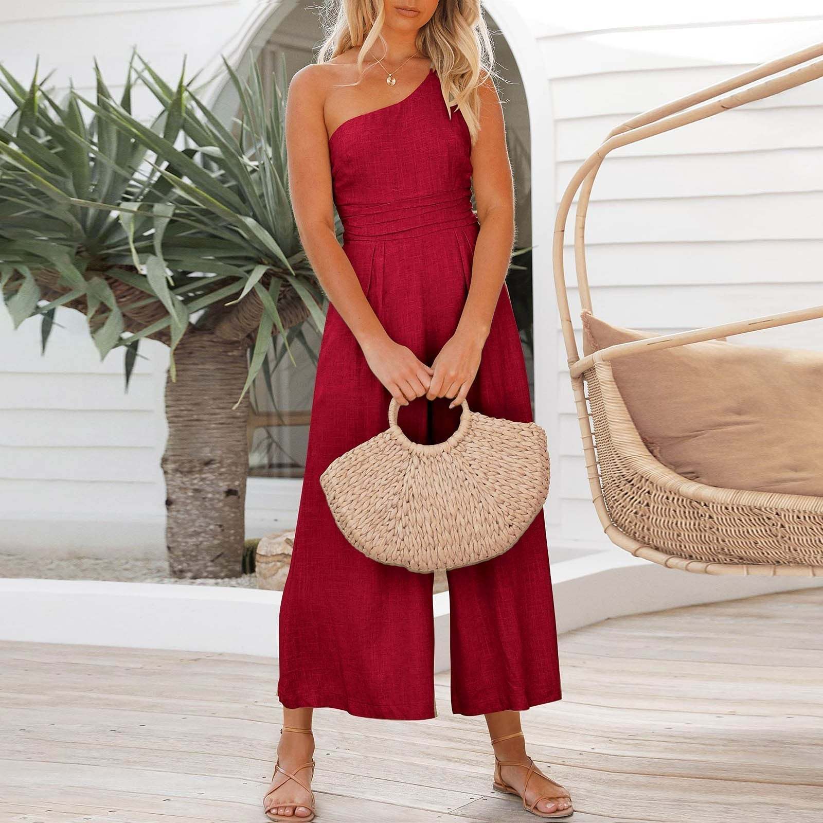 Linen Sling Jumpsuit with Wide Legs