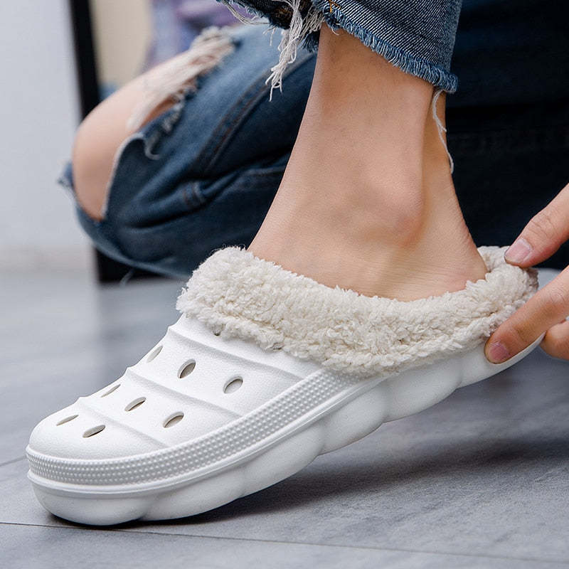 Fluffy Plush Slippers Plus Size EVA Men Clogs