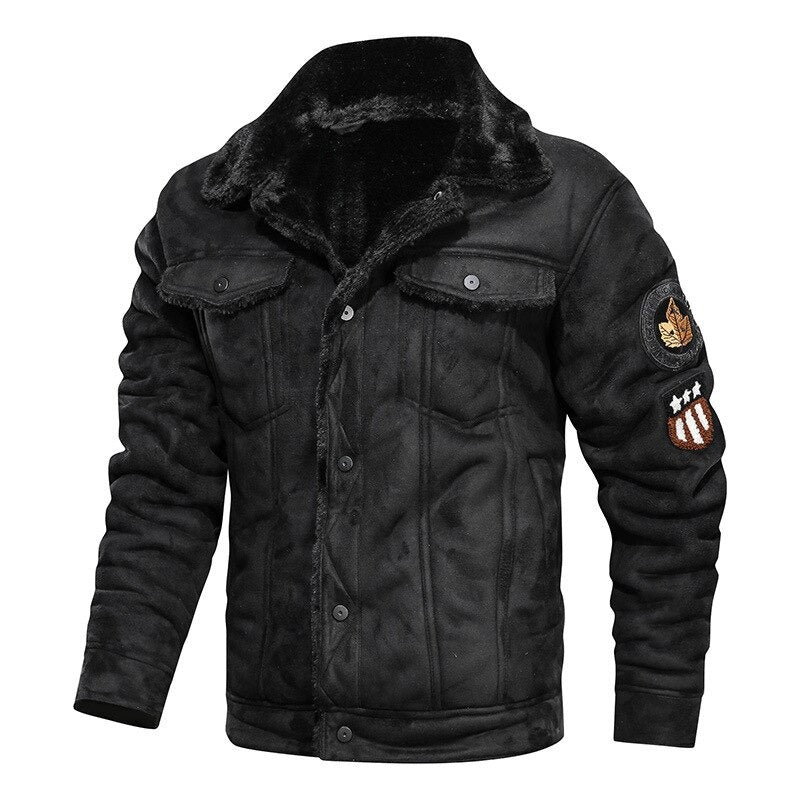 Suede Biker Jacket With Lambswool Lining