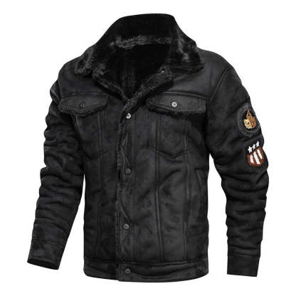 Suede Biker Jacket With Lambswool Lining