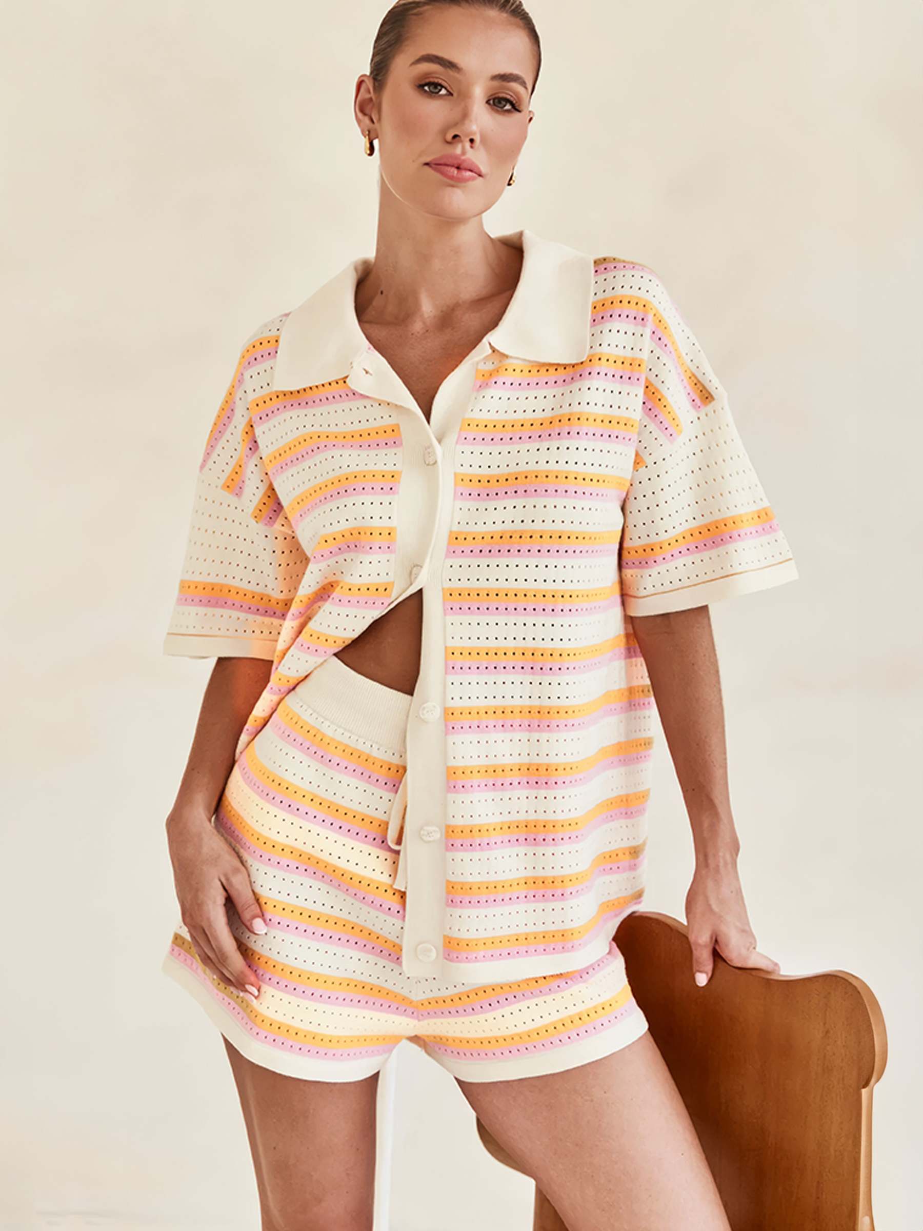 Knited Blouse and Shorts Set
