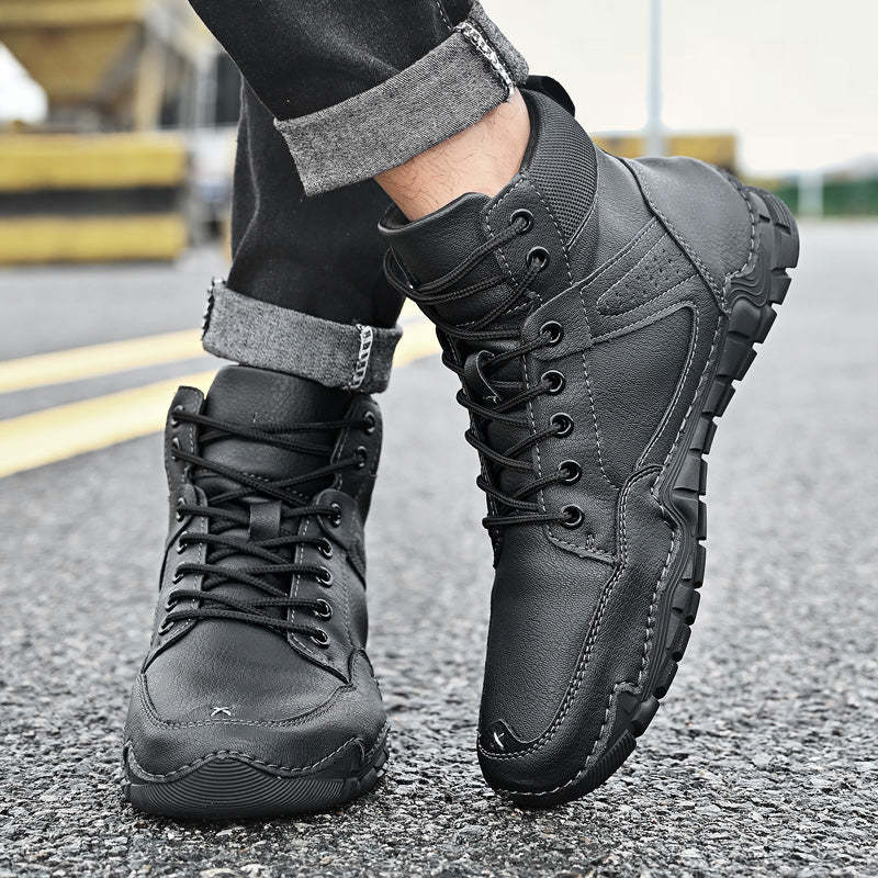 Men Casual Ankle Boots Leather Winter Orthopedic Shoes