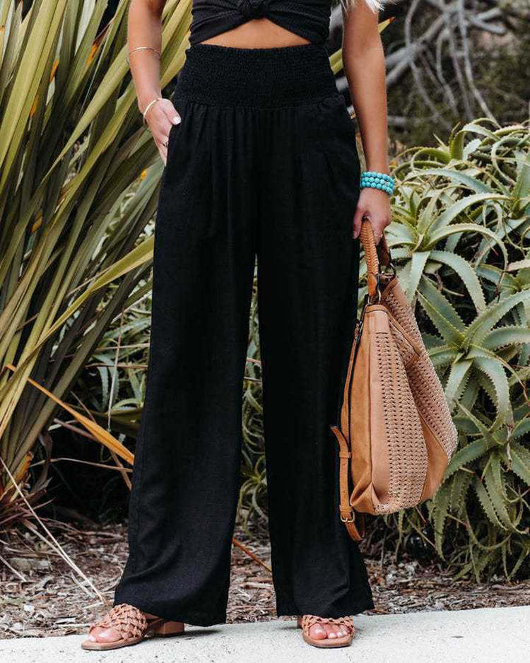 Wide Leg Linen Trousers