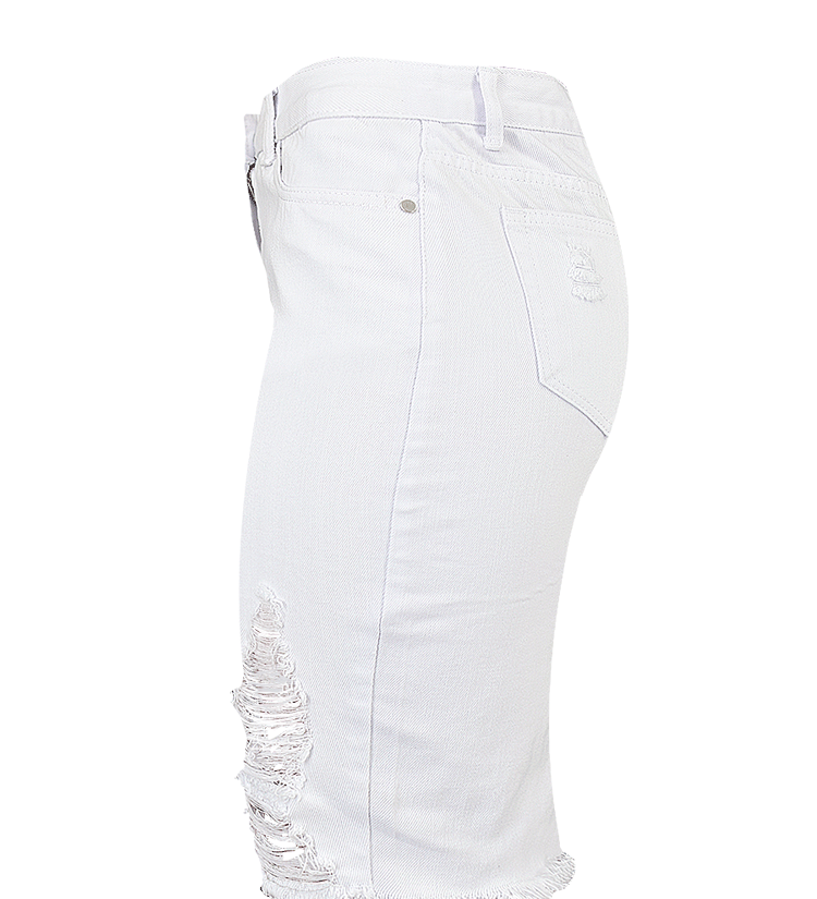 Distressed Denim Skirt