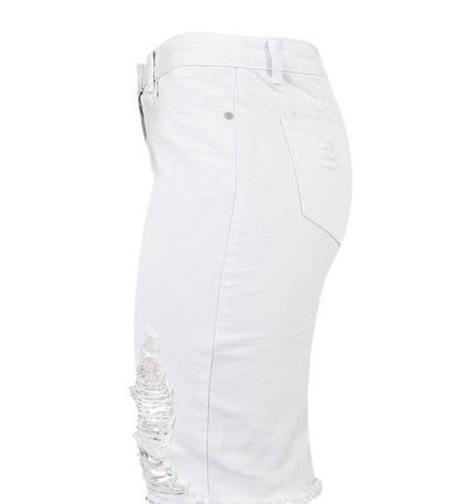 Distressed Denim Skirt