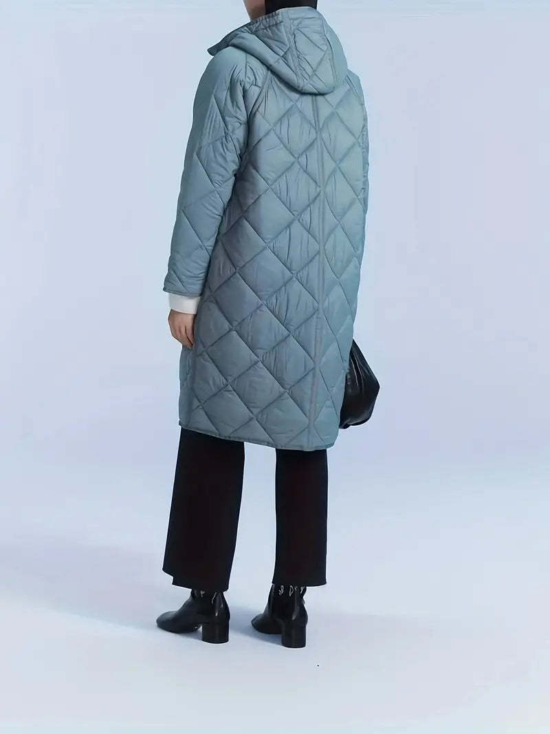 Light Blue Hooded Longline Puffer Coat