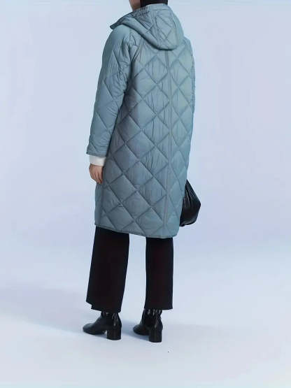 Light Blue Hooded Longline Puffer Coat