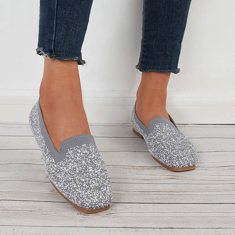 Soft Knit Slip on Flat Shoes Breathable Mesh Loafers