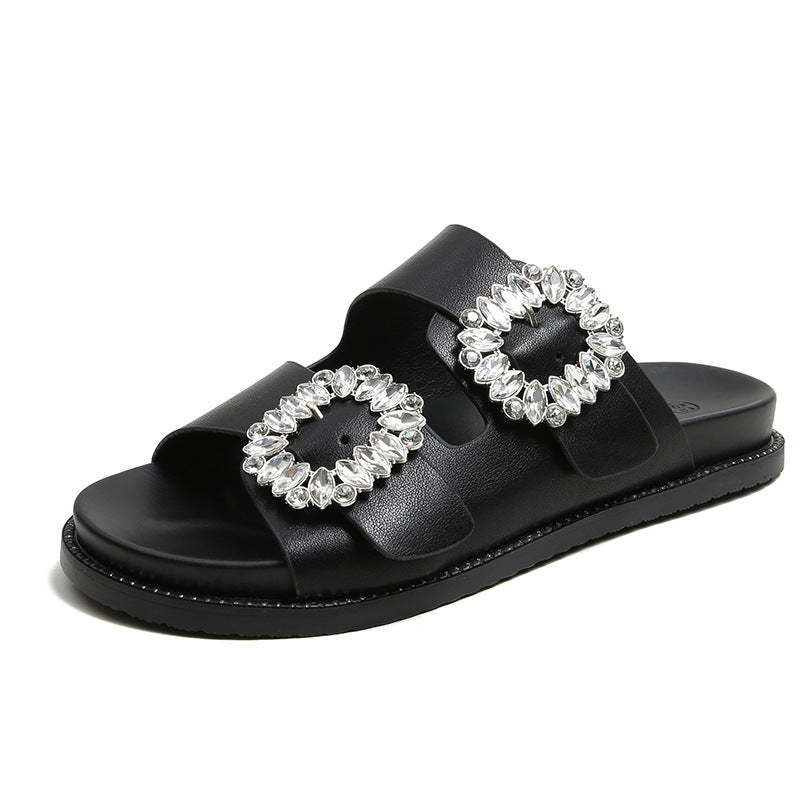 Buckle Rhinestone Beach Sandals