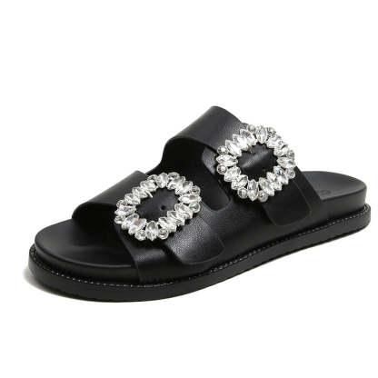 Buckle Rhinestone Beach Sandals