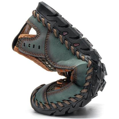 Men's Closed Toe Mesh Splicing Water Shoes Outdoor Microfiber Leather Sandals