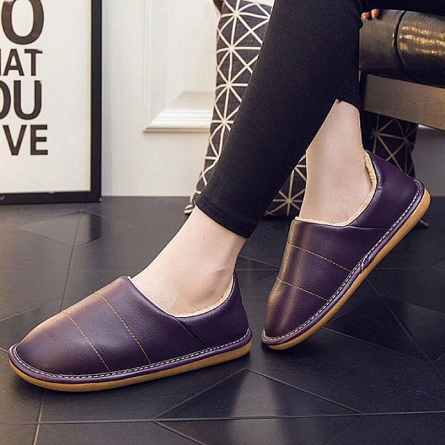 Women Interior Fur Slippers Waterproof Winter Shoes