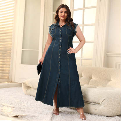 Denim Button-Down Dress