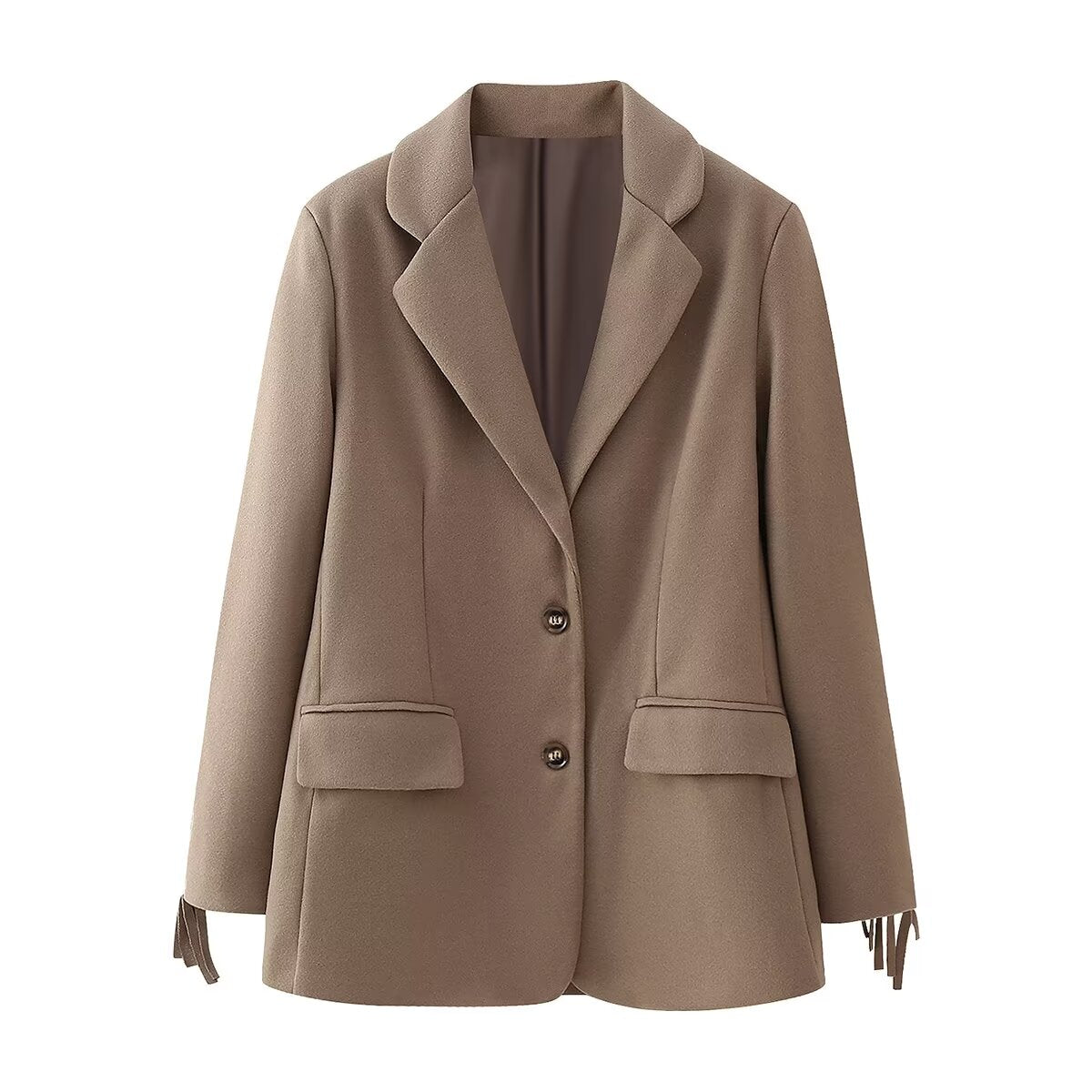 Fringe Accent Wool Blend Blazer