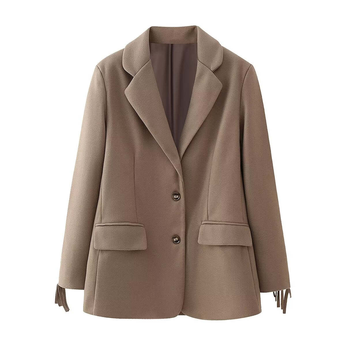 Fringe Accent Wool Blend Blazer