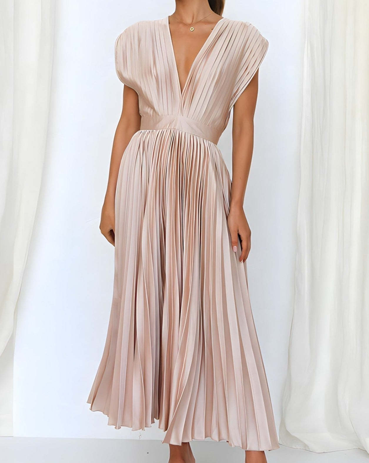 Flowy V-Neck Midi Dress